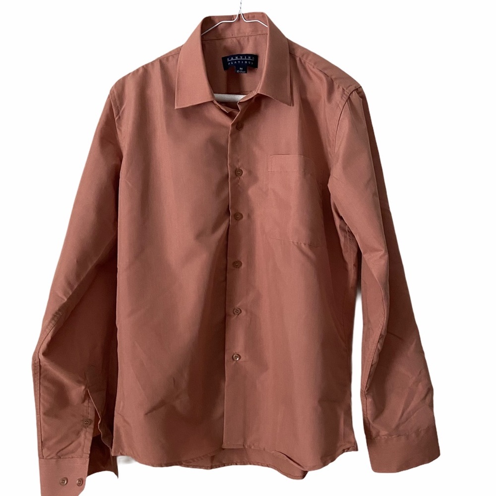 Santino Platinum Men’s Brown Long Sleeve Shirt, Medium